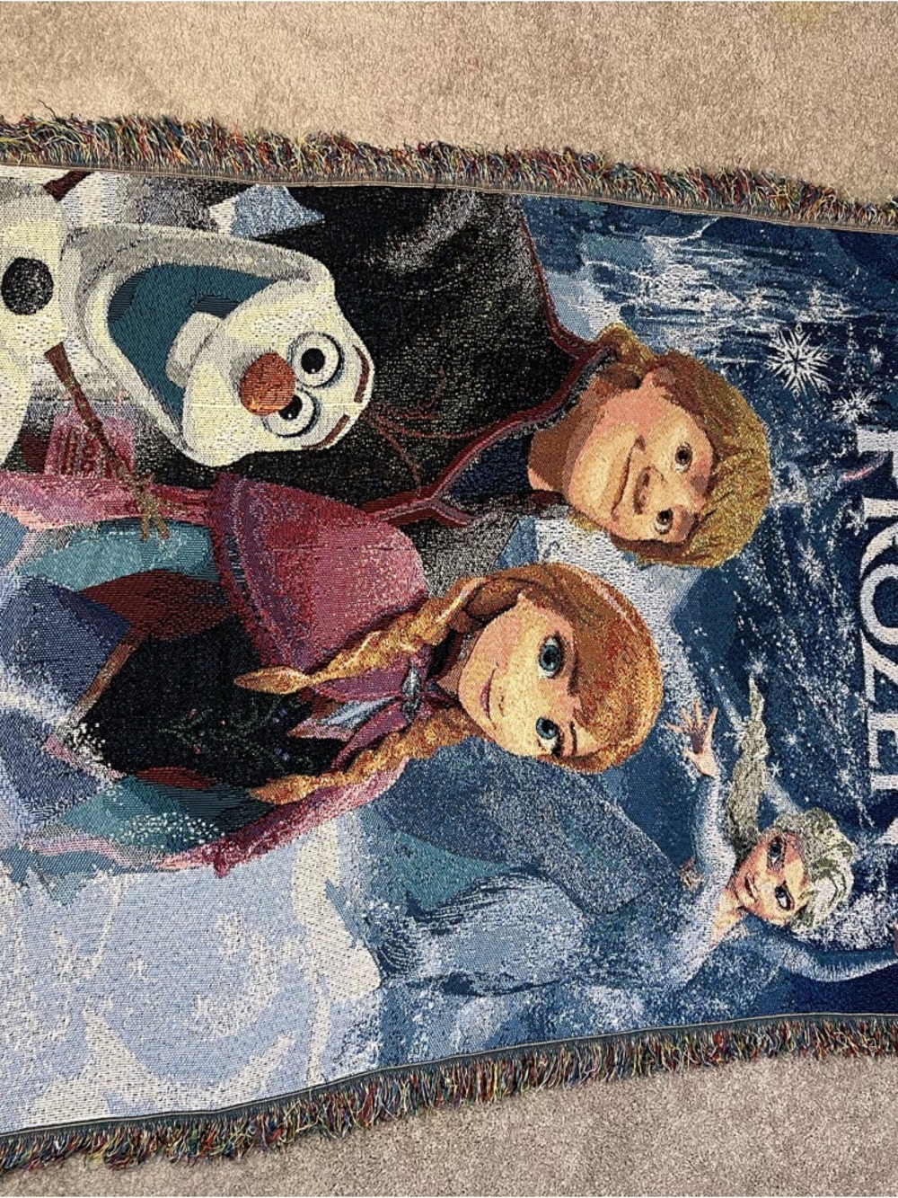 Disney Frozen Throw Blanket Blue Pink White